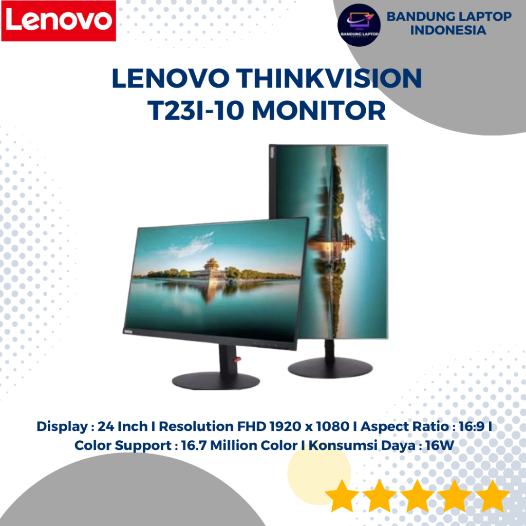 Monitor LED Lenovo 24 INCH ThinkVision T23i-10 FHD IPS 75Hz FRAMELESS