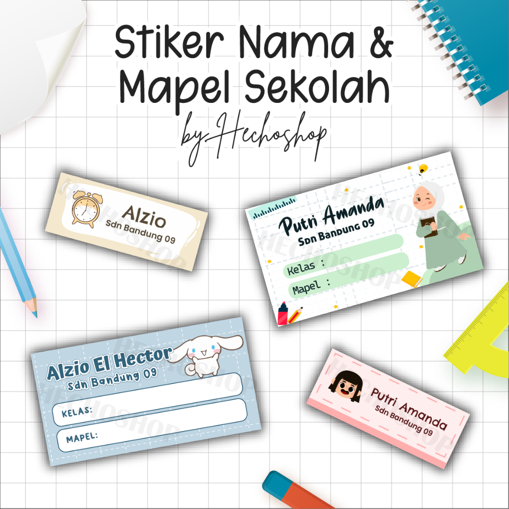 

Stiker Nama Anak/Stiker Buku/Stiker Mata Pelajaran/Stiker Anak Sekolah by HECHOSHOP