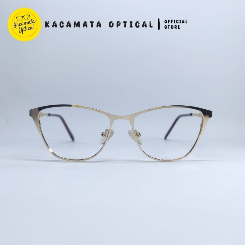 KACAMATA OPTICAL - Frame KMO8013 Cat Eye Gold Besi Plastik