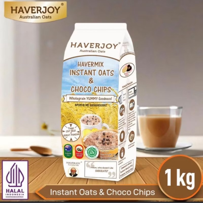 

Havermix instant Oats Choco Chips 1 kg Halal Haverjoy Havermut Australian Instant Oats MUI