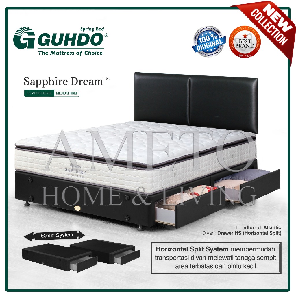 Guhdo SpringBed Guhdo Sapphire 180x200 HS Drawer HB Atlantic