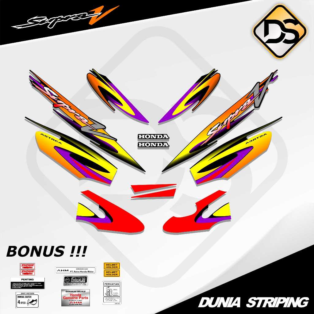 STRIPING STICKER STOCK DECAL STIKER HONDA SUPRA V TAHUN 2002 OLD / LIS SUPRA X LAMA / SUPRA FIT LAMA