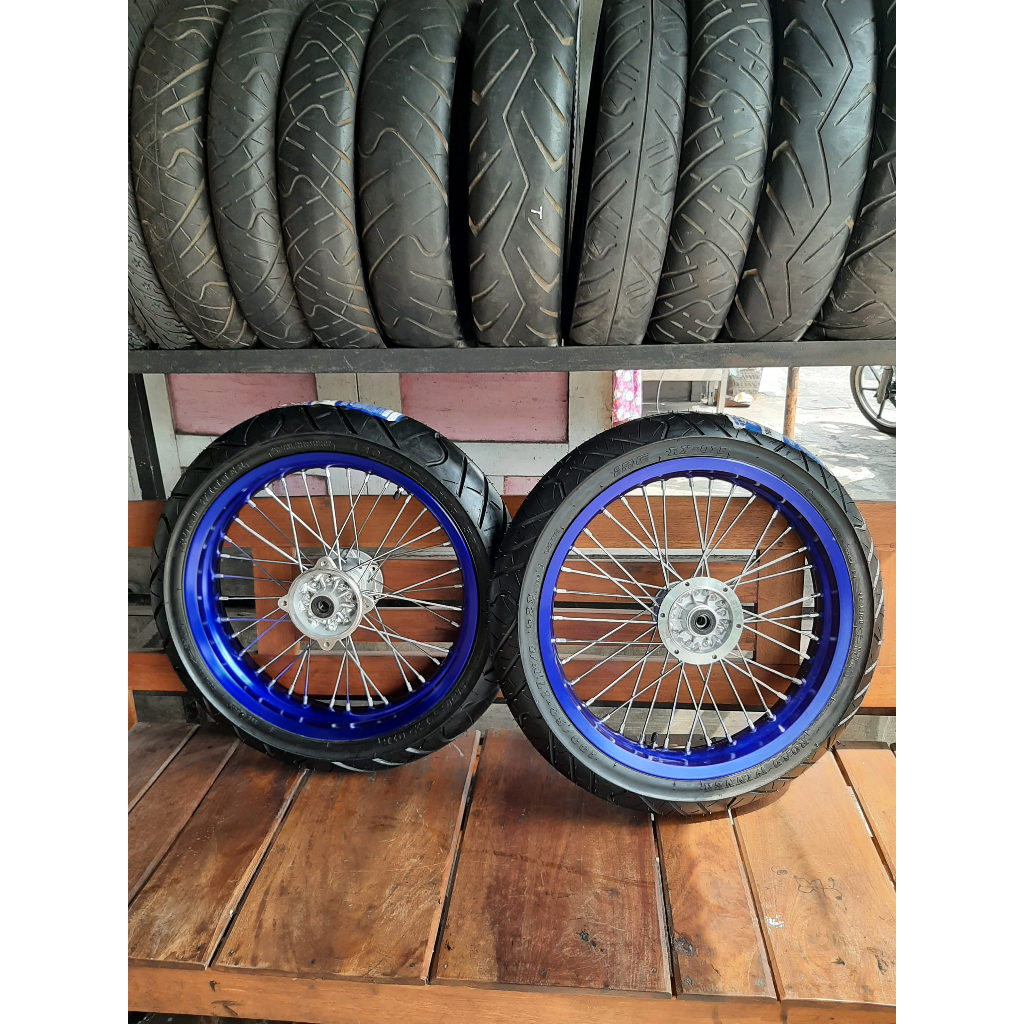 Roda set supermoto klx 250/300 ban irc baru