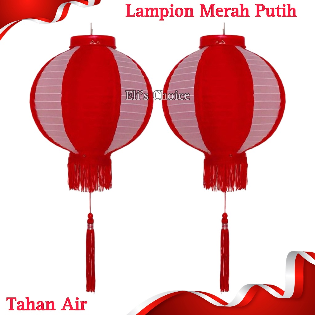 [PREMIUM] LAMPION MERAH PUTIH TAHAN AIR OUTDOOR / LAMPION 17 AGUSTUS BAHAN KAIN PARASUT