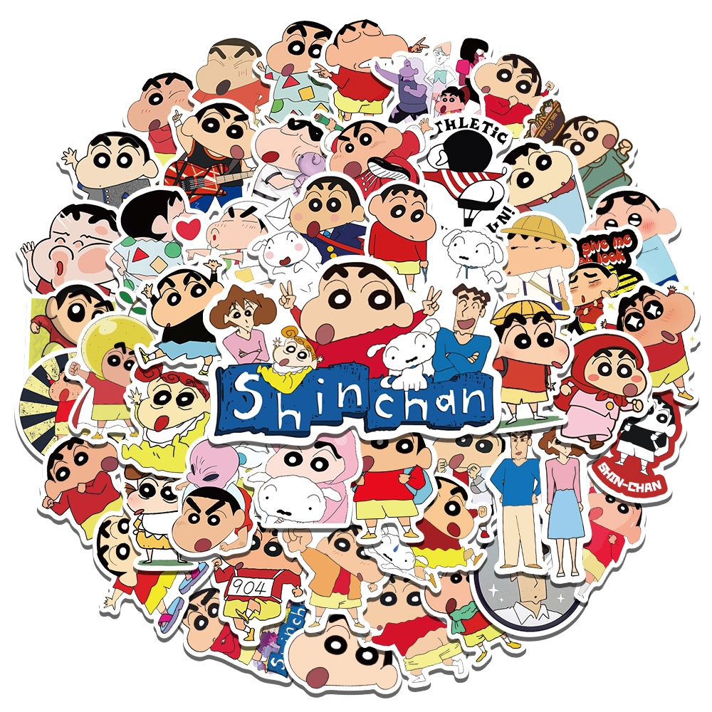 

[50PCS]Stiker Kartun Pack“Crayon Shin-chan” Decal Lucu Kartu Vinyl Stiker Anti Air- Sticker Aesthetic Buku Journal Stiker Koper Casing HP Laptop Helm Motor Stiker Botol Minum