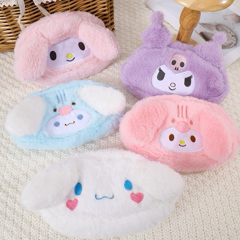 

Tempat pensil/Kosmetik/tempat serbaguna Dompet Bulu Melody/Kuromi/cinnamon