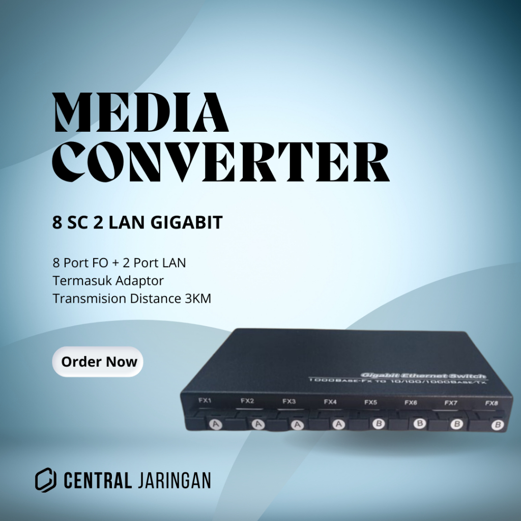 Media Converter 8 Port FO 2 Port Gigabit LAN/ 8 FO 2 Gigabit LAN