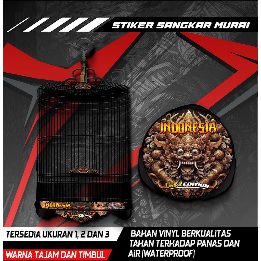 

Stiker Decal Sangkar Burung Murai, Sangkar Bulat Custom, High Quality, Desain Barong, Anti Air