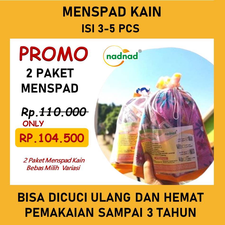 2 Paket Menspad Nadnad SNI Waterproof Softex Kain | Pembalut Kain Wanita Cuci Ulang
