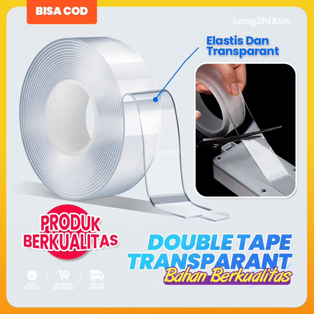 

Double tape Selotip Isolasi Lakban Bening Stiker Lem Perekat Barang Dinding Anti Air Serbaguna