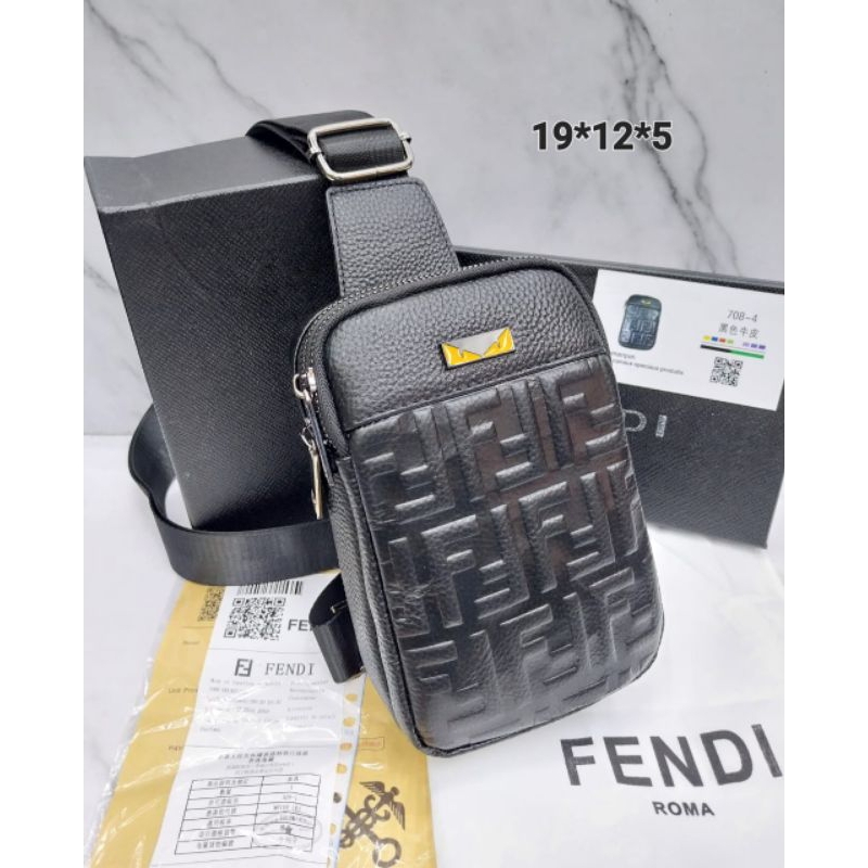 BODYBAG PRIA FENDI SLINGBAG IMPORT TAS COWOK SELEMPANG KULIT ASLI MEWAH IMPORT FN 1420