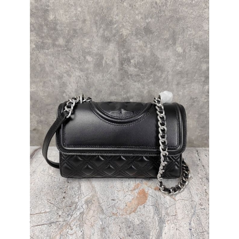 TB Fleming Small Convertible Shoulder Bag Black