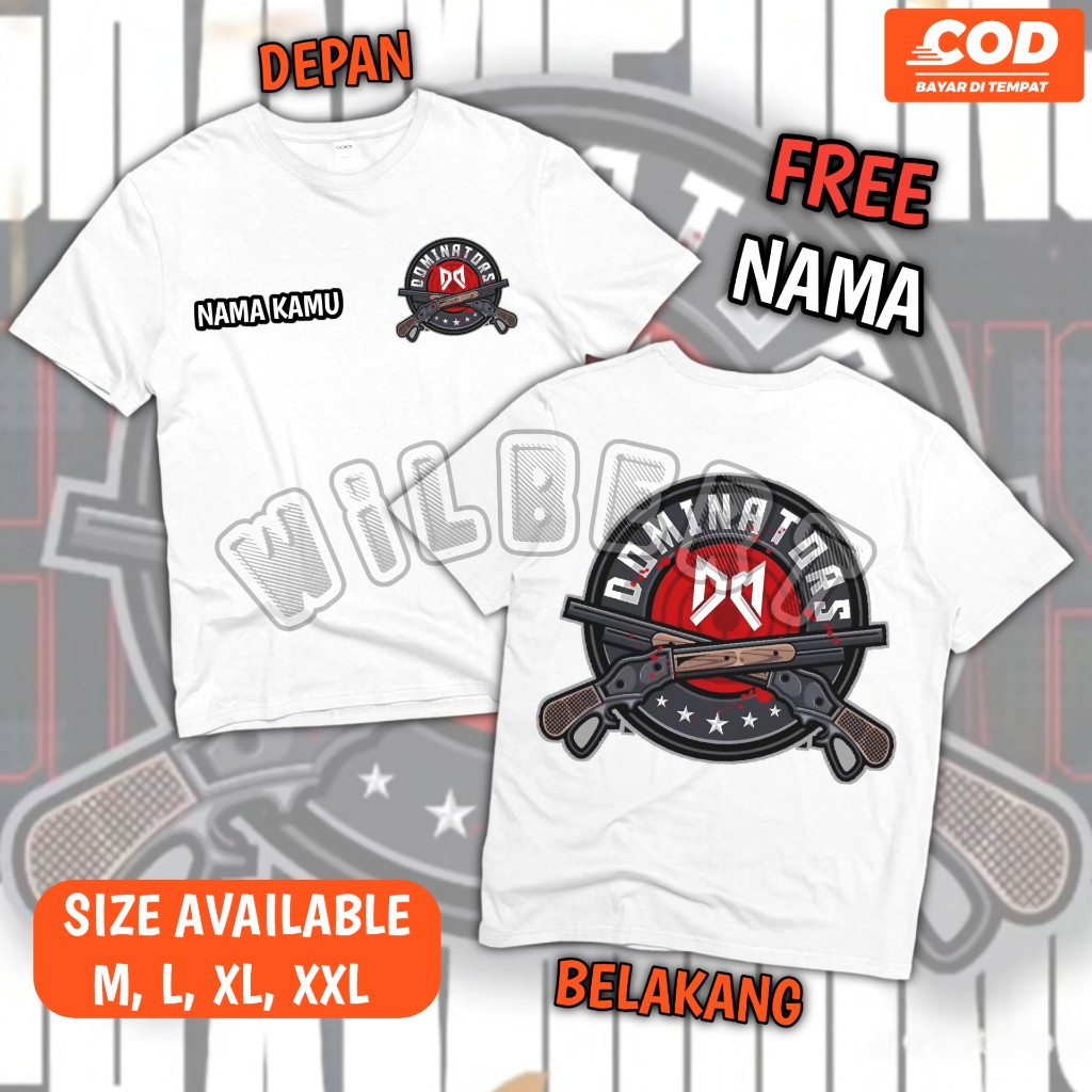 Kaos Anak Team Dominators FF Free Fire / Baju Anak Dominators FF Free Fire Free Nama