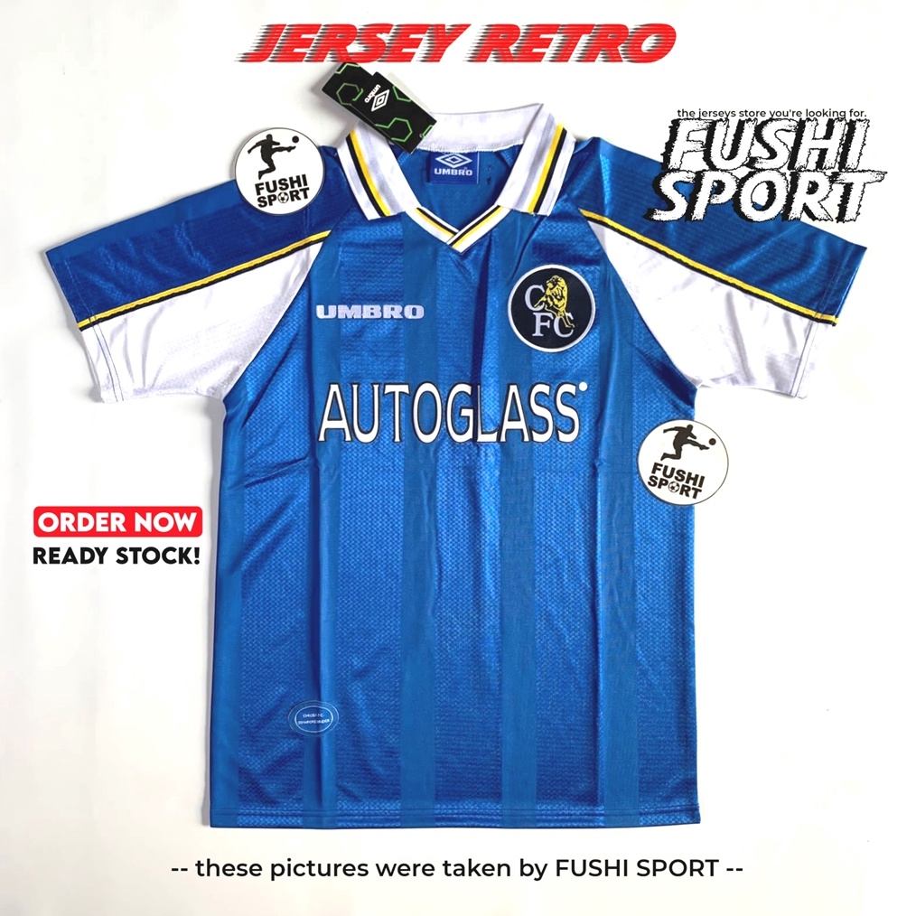 KODE K28J RETRO  Jersey Baju Bola Chelsea Home 1997 1998 Grade Ori