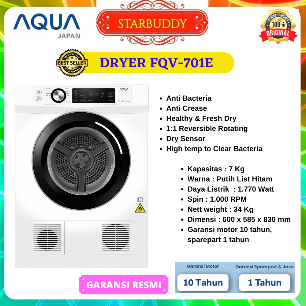 DRYER AQUA FQV-701E PENGERING PAKAIAN