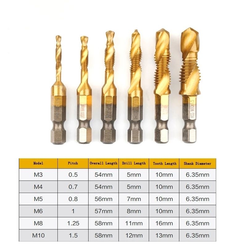 （Dalam Stok, Dikirim Dari Jakarta, COD） Mata Bor Power Drill 6 PCS HSS Steel Titanium Mata Bor Set K