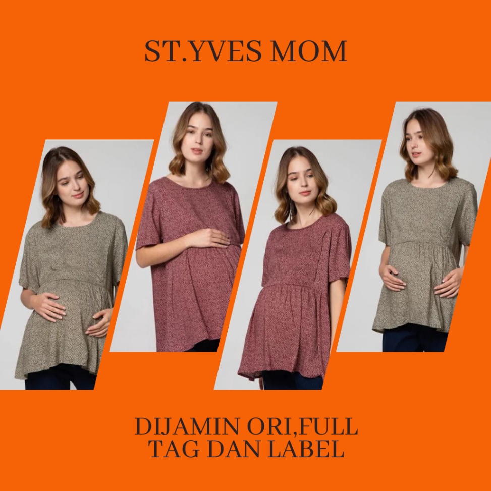 KODE N52D Baju Hamil KerjaKemeja Hamil Kerja St Yves Mom Blus Baby Doll Motif BungaBlouse Hamil dan 