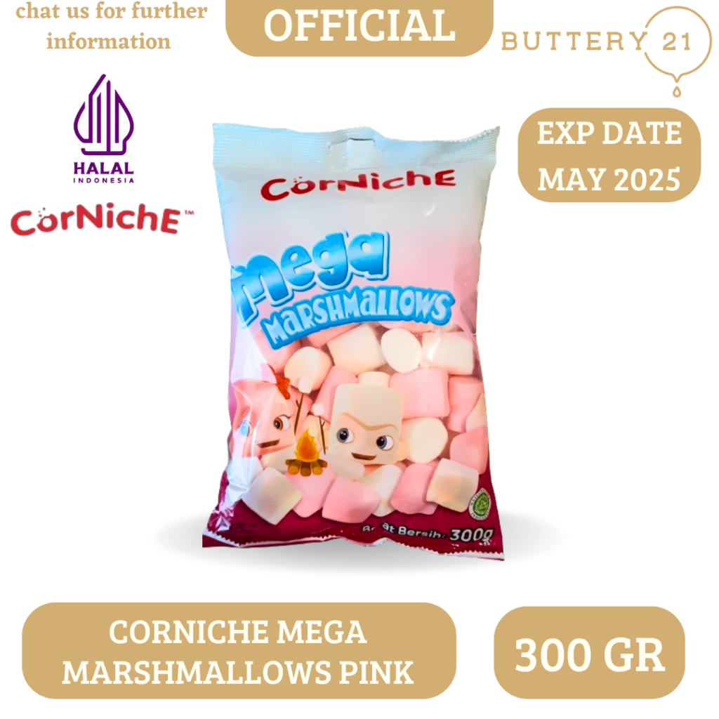 

CORNICHE MEGA MARSHMALLOWS 300 GR/MARSHMALLOWS PINK WHITE 300 GR/MEGA MARSHMALLOWS PINK PUTIH 300 GR