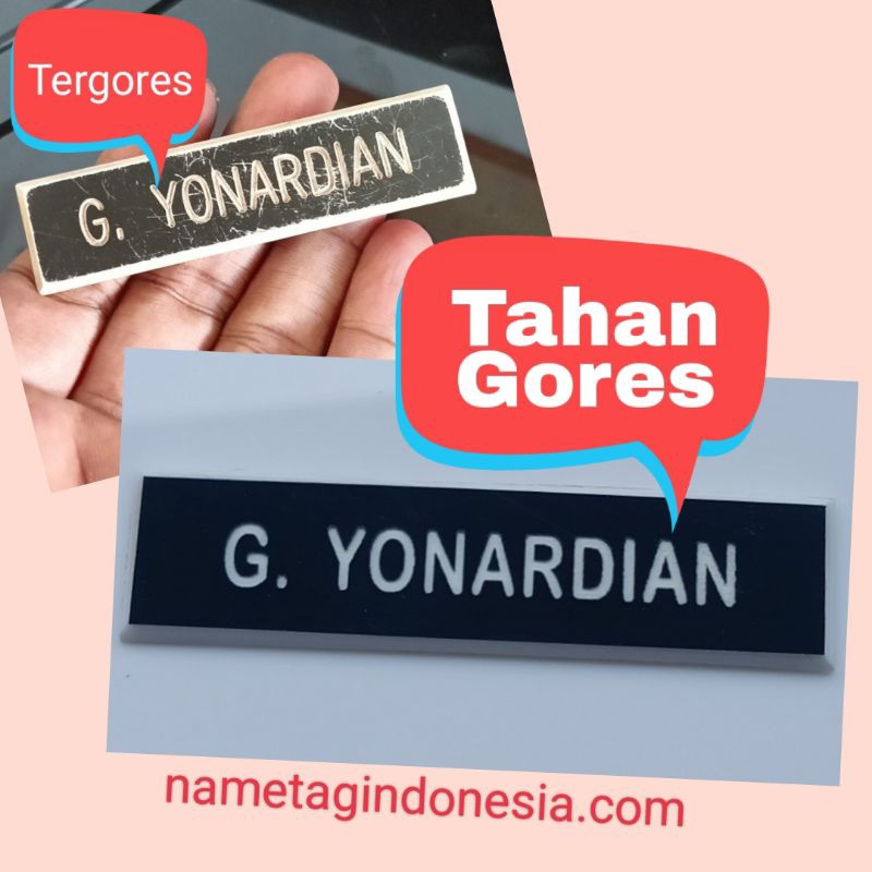 

FAKTA KELEMAHAN, KEBURUKAN, NEGATIVE, JELEKNYA - NAME TAG JENIS GRAVIR UKIR PRODUK UMUMNYA DIPASARAN, TERGORES