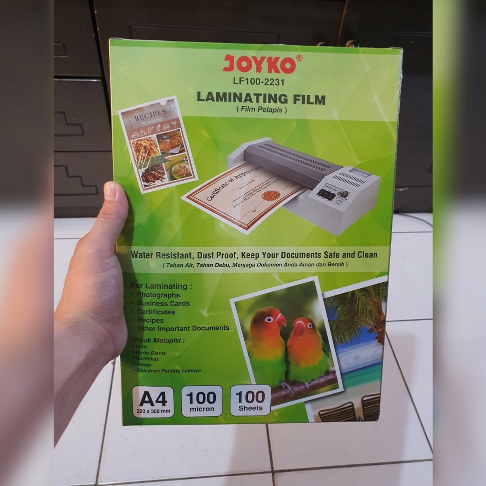 

KODE Q9T9 plastik laminating A4 joyko laminasi panas hot 1 micron
