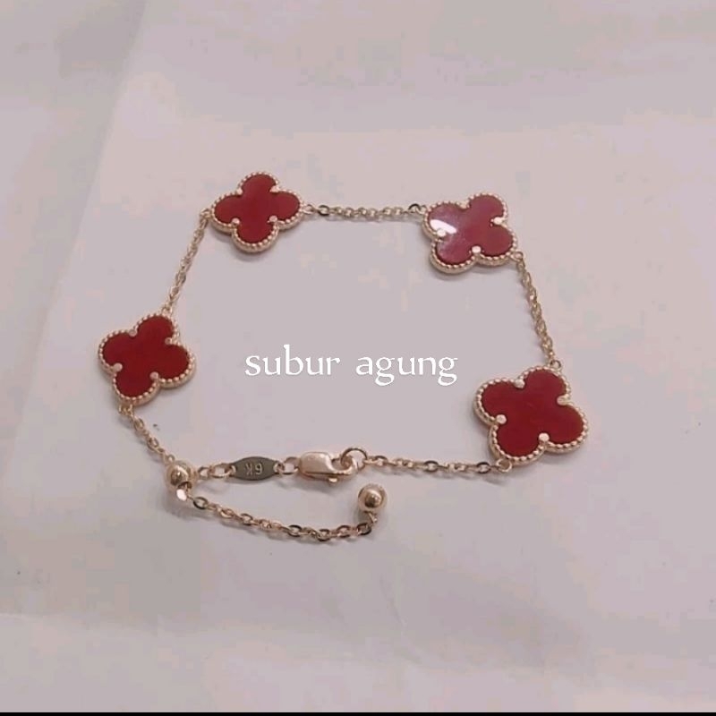 gelang vc maroon serut emas asli