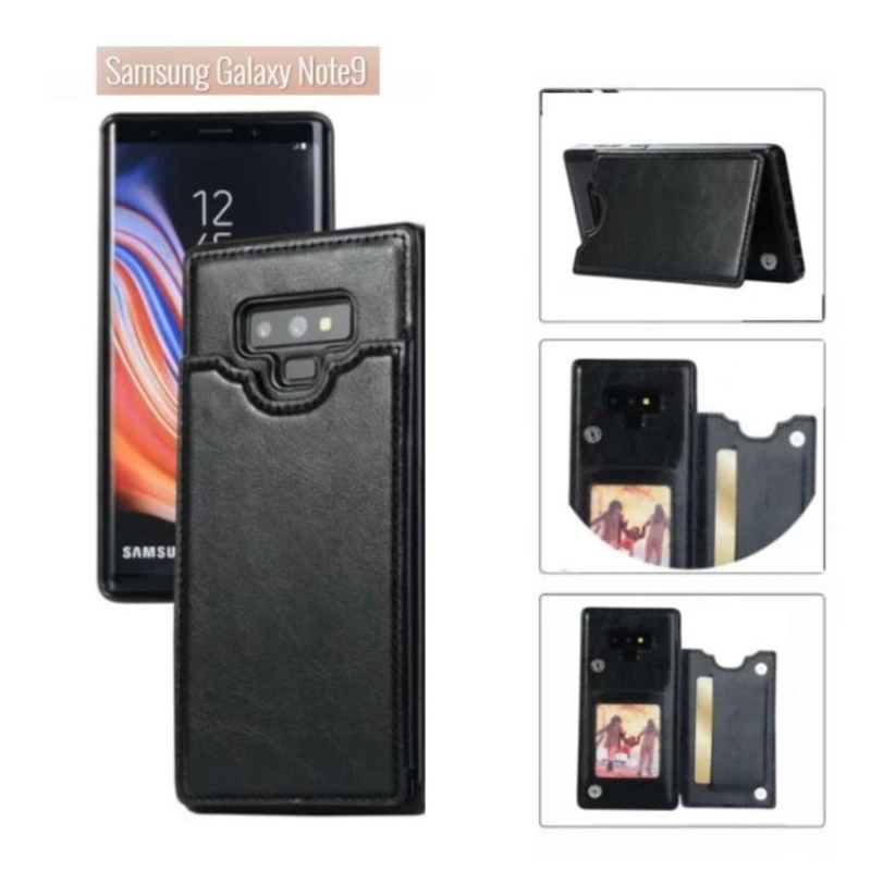 Premium Leather Case Samsung Galaxy Note9 Note 9 Hardcase Sarung Wallet Dompet Hp Card Slot Stand Ca