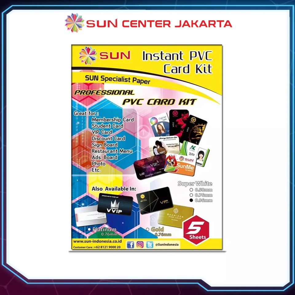 

Kertas PVC ID Card PREMIUM SUN PVC ID Card Super White 76 96 Isi 5 Lembar 5 Card KODE E5W8