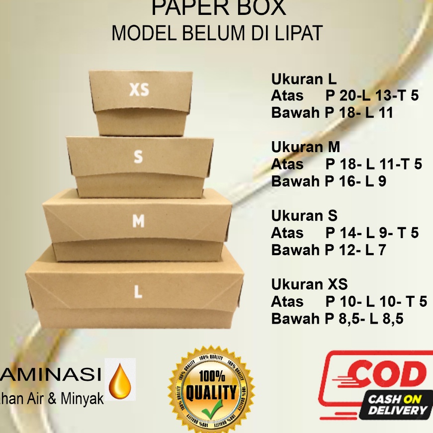 

Hot Paper Lunch Box isi 4 pcs Lunch Box Paper Xs S M L Kotak Dus Kemasan Makanan Nasi Ayam Kraft laminasi isi 4 pcs
