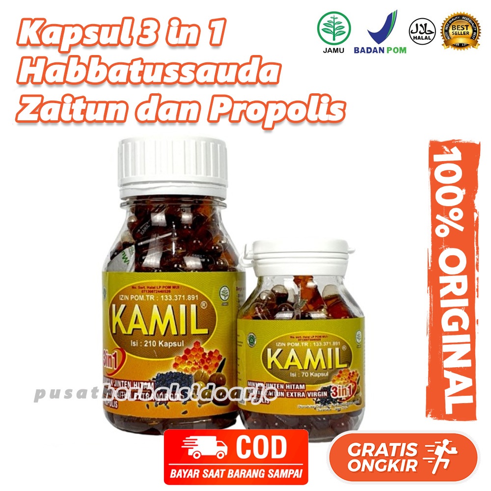 Kamil 3 in 1 Kamil 3in1 (Minyak Jinten Hitam + Zaitun + Propolis) 210 Kapsul Kamil Habbatussauda