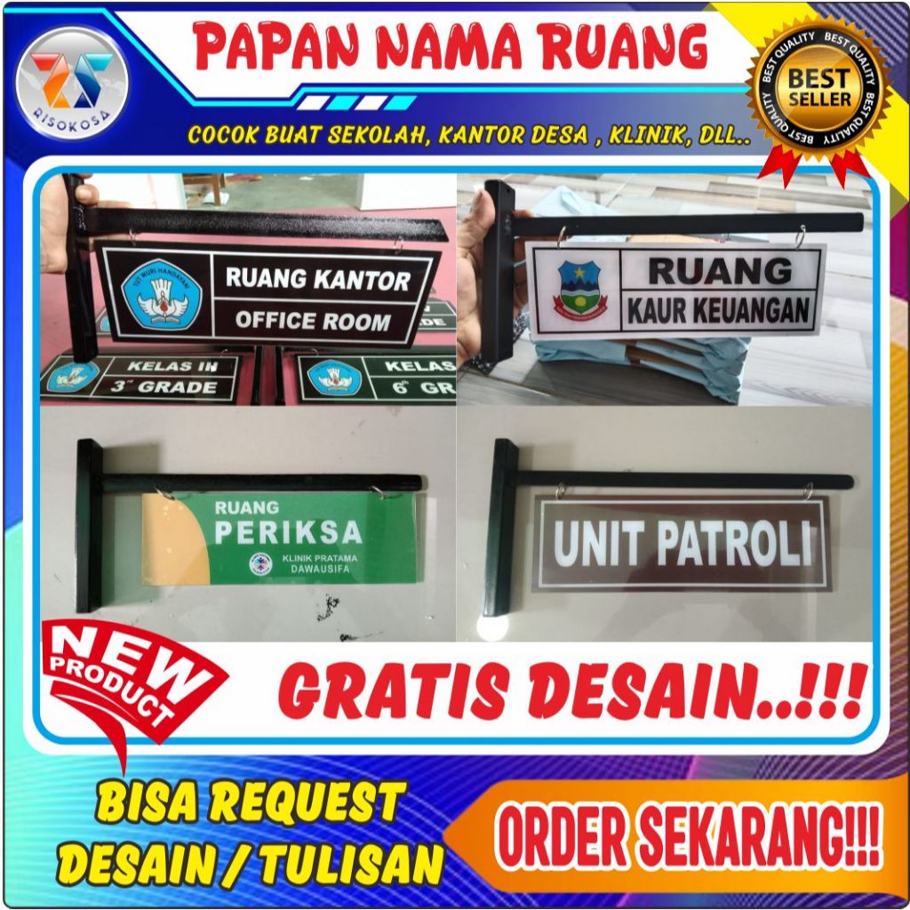 

PAPAN NAMA RUANG | PAPAN INFORMASI UKURAN 25x12cm | GRATIS DESAIN