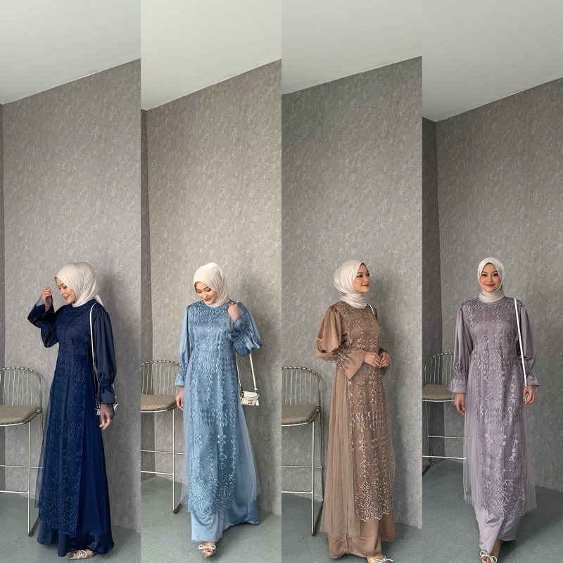 LINNI DRESS / DRESS BROKAT KONDANGAN / DRESS TILE MIX TILE POLOS