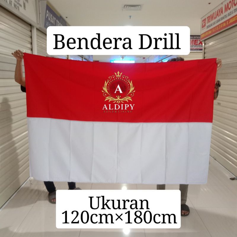 

Bendera Merah Putih Bahan Drill Ukuran 120 cm x 180 cm Bendera Drill Premium Model Pengait Besi