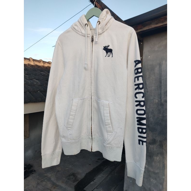 Aber Crombie putih Hoodie Zipper