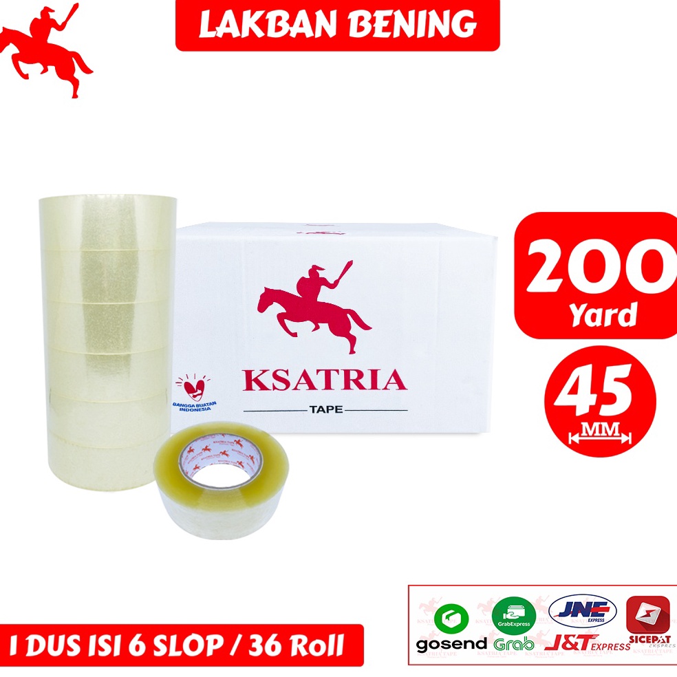 

KODE O3E6 Lakban OPP Tape Lakban Bening KSATRIA Tape 2 Yard 1 Dus