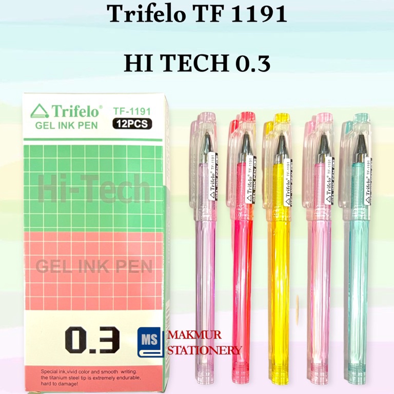 

KODE E4Q6 Pulpen Ballpoint Pen Gell Trifelo Hi Tech 3 TF 1191 12 Pcs