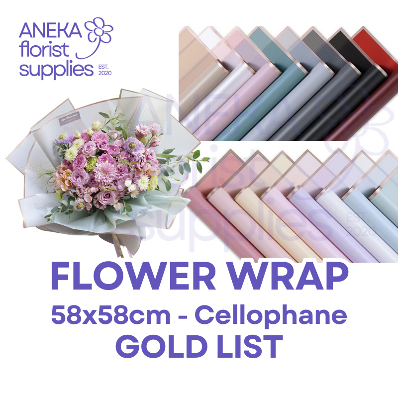 

[20 LEMBAR] Kertas Bunga Flower Wrap Gold List Cellophane Rose Gold List Border /Gold Frame/Kertas Buket Korea Bunga Flower/Buket Bunga Cellophane Florist