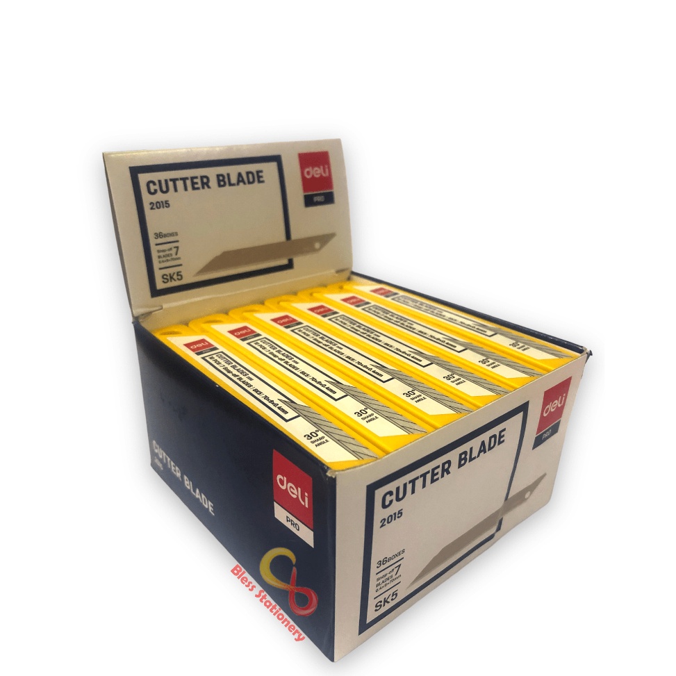 

KODE D7U5 isi cutter 3 derajat DELI isi ulang cuter runcing Refill Cutter Blade 3 Degree DUS36box e215