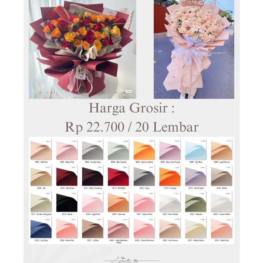 

Flash Sale 2 LEMBAR SUPER MATTE CELLOPHANE KERTAS WRAP PEMBUNGKUS BUNGA