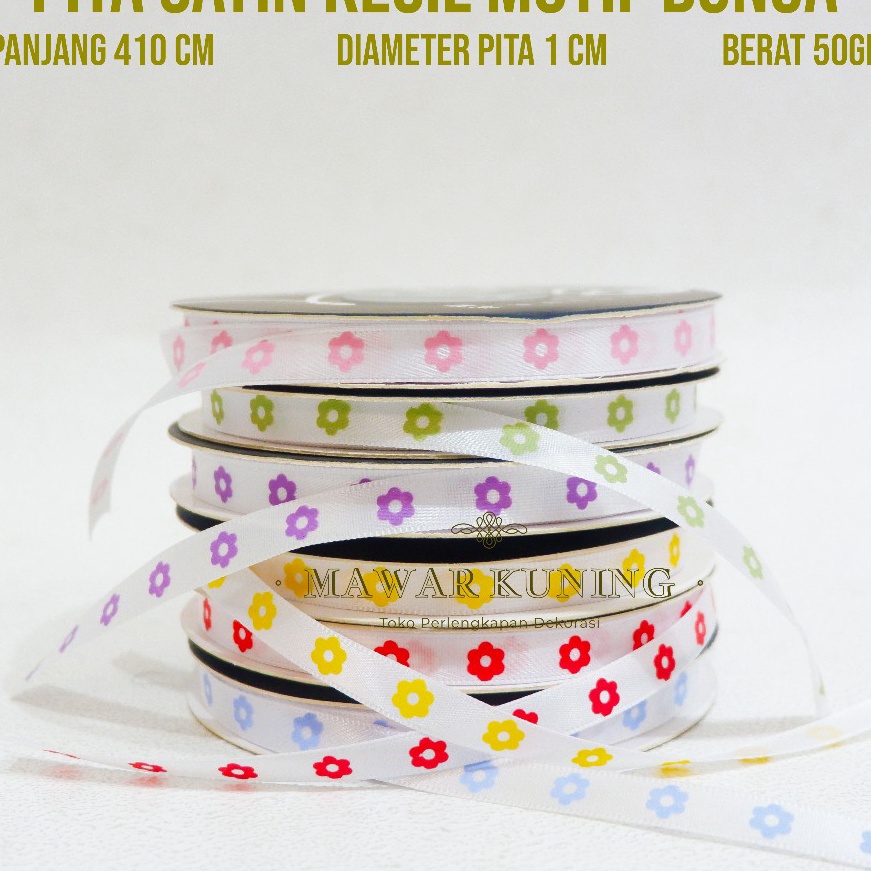 

KP8 1 CM X 41 M Pita Satin Kecil Motif Bunga Pita Kado