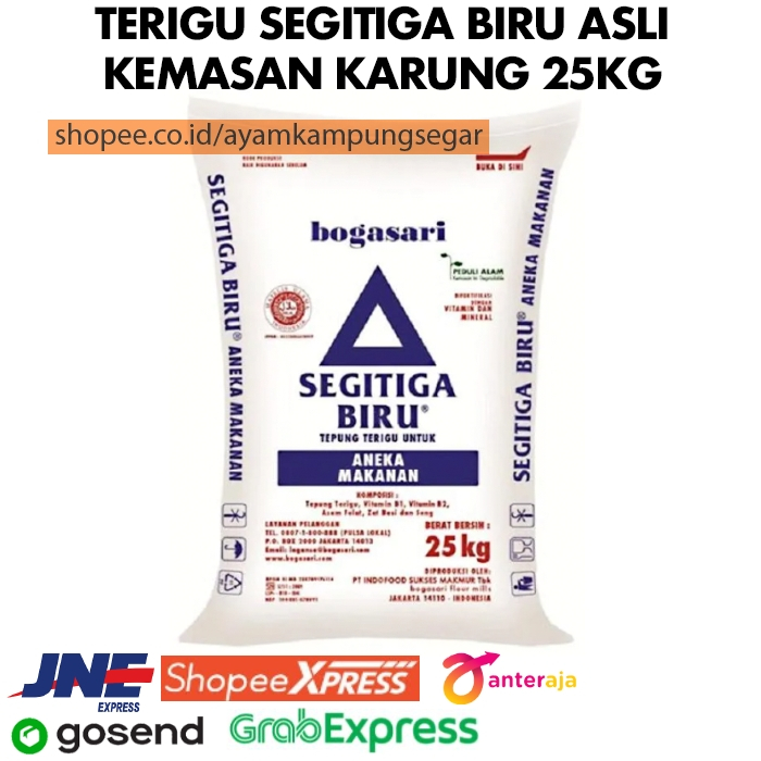 

Segitiga Biru 25kg 25 kg Tepung Terigu Bogasari
