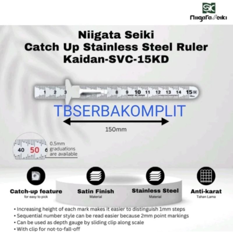 

Niigata Seiki Clip Scale Kaidan SVC-15KD Penggaris 150mm dengan Klip Jepit Jepitan SVC15KD Stainless Steel Japan