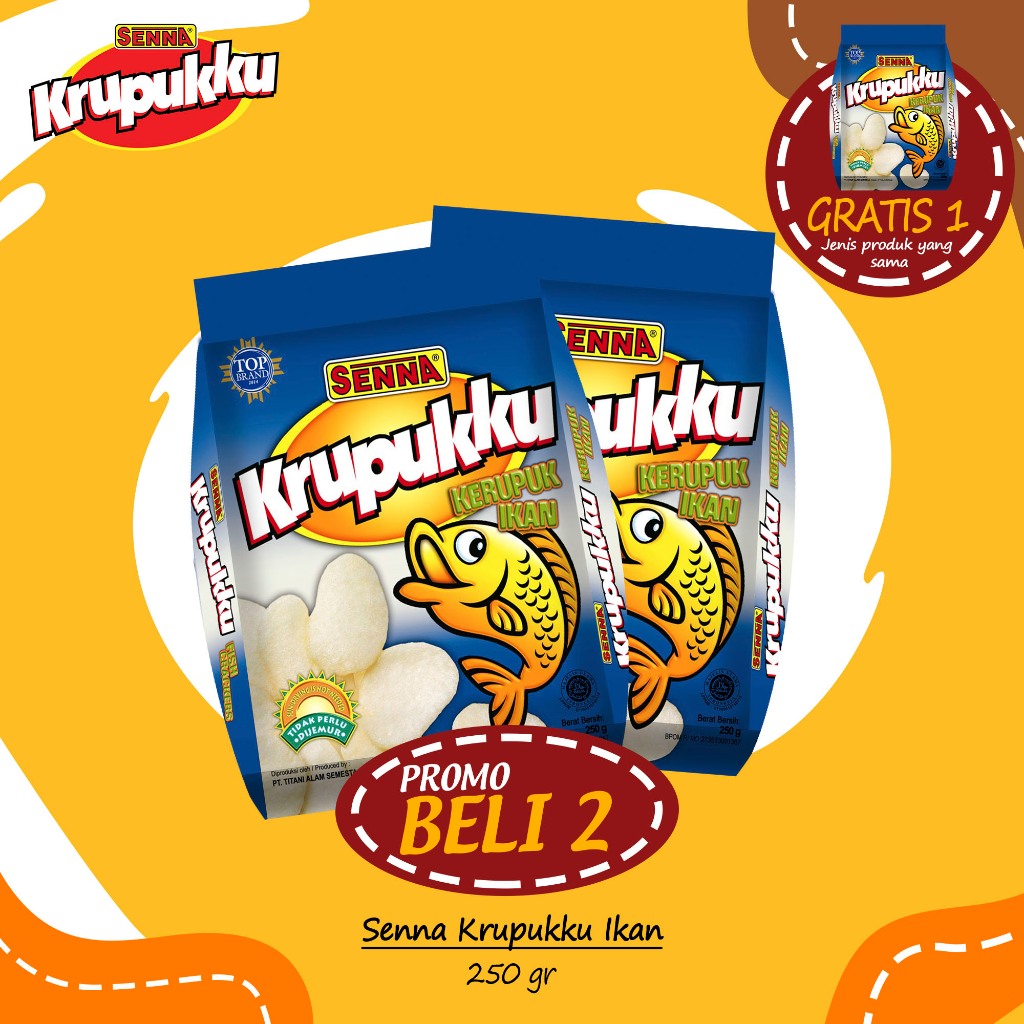 

Senna Krupukku Ikan 250g / Krupuk Senna Krupukku Ikan 250g / Kerupuk Senna Krupukku Ikan 250g PROMO BELI 2 GRATIS 1