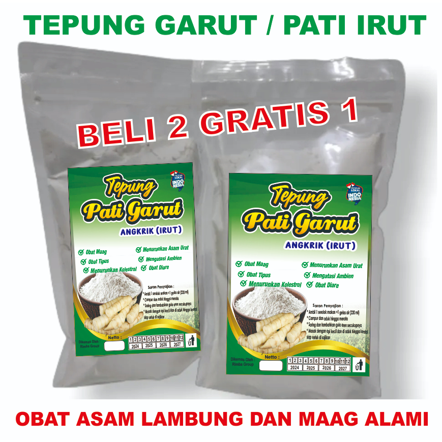 

PROMO BELI 2 GRATIS 1 TEPUNG IRUT ASLI/ANGKRIK /ARROWROOT Organik Rendah gula - untuk Maag Asam lambung