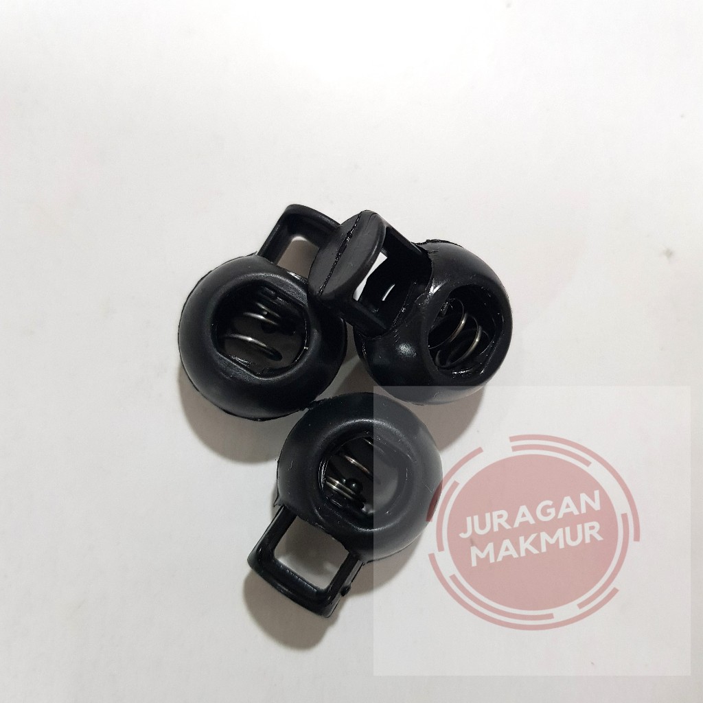 [100pcs] Stopper Tali Hoodie Ukuran 1cm Hitam  - Stopper Penjepit Tali Model Klakson Isi 100pcs - Uj
