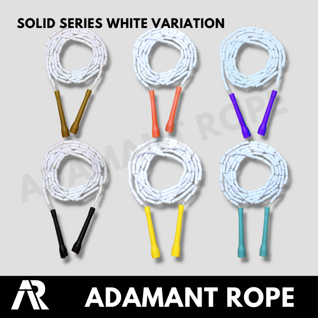 [ADAMANT ROPE] Short Handle Beaded Rope Solid White Variation Tali Skipping Olahraga Lompat Tali