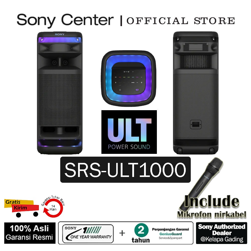 SONY CENTER Speaker Sony ULT TOWER 10 Seri ULT POWER SOUND Speaker Pesta SRS-ULT1000 Wireless Blueto