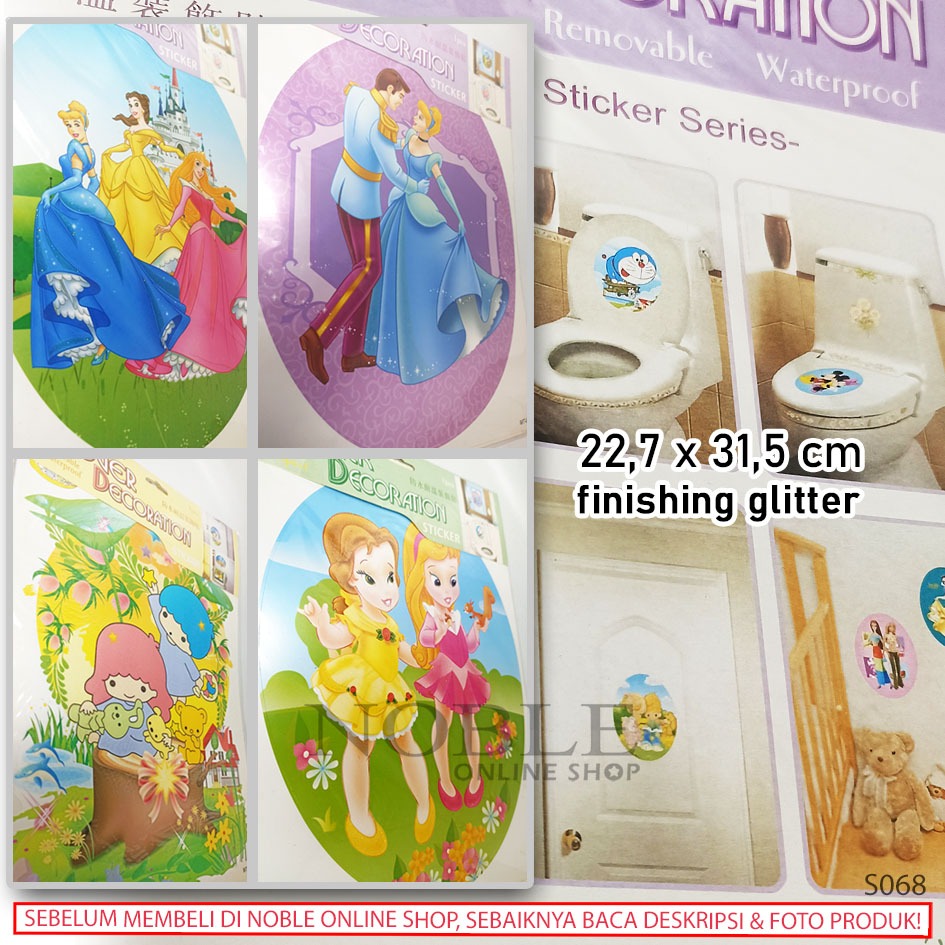 Sticker Decoration Princess Import Bergambar Karakter Dekorasi Room Hiasan Waterproof Wall Stiker Di