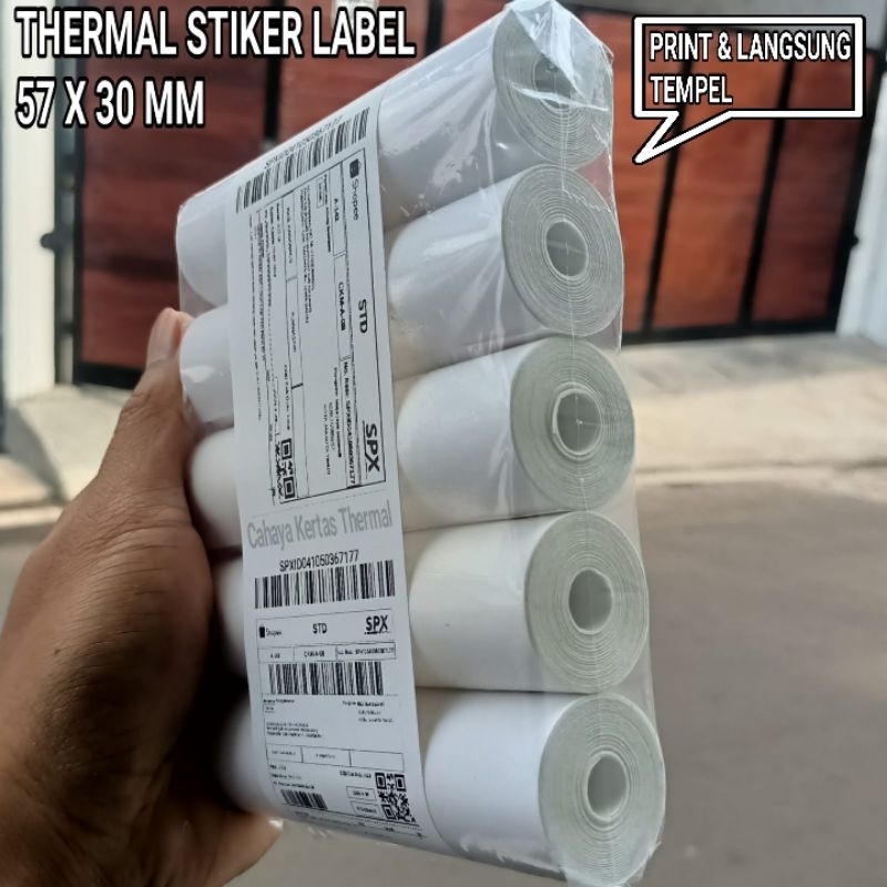 

Kertas Thermal Sticker Label Direct 58X30/57X30 Cocok Untuk Resi Pengiriman Dll