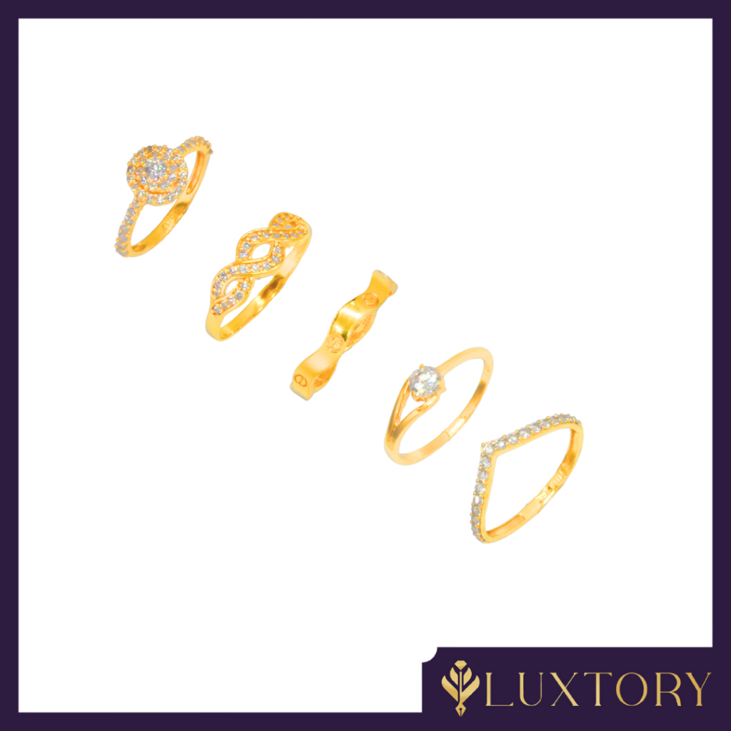 Cincin Emas Variasi Aurel Oval Kombinasi Permata 16K