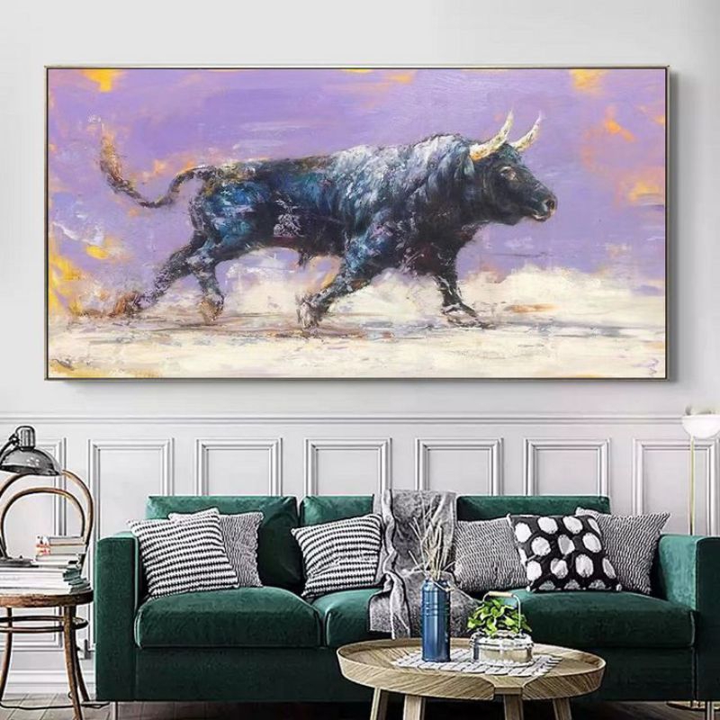Lukisan banteng berlari cat timbul